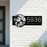 Custom Metal Dolphins Couple Metal Address Sign Custom Hanging Address Plaque House number Yard Sign Outdoor Sign