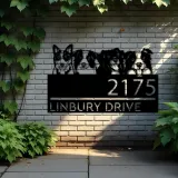 Custom Metal Dogs Cute puppy Metal Address Sign House number Hanging Address Plaque Yard Sign Outdoor decor