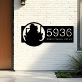 Custom Metal Jazz band musician Metal Address Sign, House number, Outdoor Number Signage, Yard Sign Address Plate