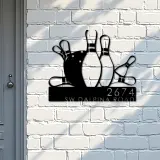 Custom Metal Bowling Metal Address Sign, House number, Outdoor Number Signage, Yard Sign Address Plate001