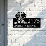 Custom Metal Dalmatian dog US flag glasses Metal Address Sign House number Hanging Address Plaque Yard Sign Outdoor decor