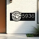 Custom Metal Bowling Metal Address Sign, House number, Outdoor Number Signage, Yard Sign Address Plate002