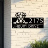 Custom Metal American Pitbull dog cute puppy Metal Address Sign House number Hanging Address Plaque Yard Sign Outdoor decor