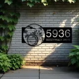 Custom Metal Wine barrel bottle grapes Metal Address Sign, House number, Outdoor Number Signage, Yard Sign Address Plate