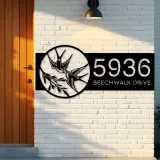 Custom Metal Swallows Metal Address Sign, House number, Outdoor Number Signage, Yard Sign Address Plate