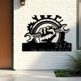 Custom Metal Mechanic tools carpenter Metal Address Sign, House number, Outdoor Number Signage, Yard Sign Address Plate