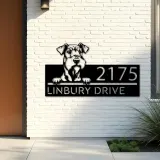 Custom Metal Airedale terrier dog Puppy Metal Address Sign House number Hanging Address Plaque Yard Sign Outdoor decor