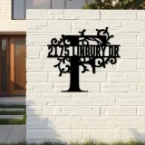 Custom Metal Floral Monogram Split Letter F Metal Address Sign House number Hanging Address Plaque Yard Sign Outdoor decor
