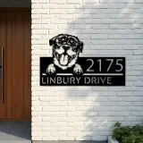Custom Metal Rottweiler dog Puppy Metal Address Sign House number Hanging Address Plaque Yard Sign Outdoor decor