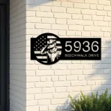 Custom Metal US Army Salute American Soldier US flag Metal Address Sign House number Hanging Address Plaque Yard Sign Outdoor
