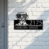 Custom Metal Brittany spaniel dog US glasses Metal Address Sign House number Hanging Address Plaque Yard Sign Outdoor decor