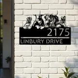 Custom Metal Chicken Cow horse rabbit farmhouse farm animals Metal Address Sign, House number, Outdoor Number Signage, Yard Sign Address Plate