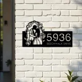 Custom Metal Couple Kissing bride and groom Metal Address Sign, House number, Outdoor Number Signage, Yard Sign Address Plate