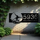 Custom Metal Surfer surfing Metal Address Sign, House number, Outdoor Number Signage, Yard Sign Address Plate