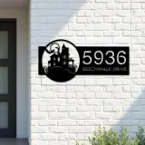 Custom Metal Halloween house Metal Address Sign, House number, Outdoor Number Signage, Yard Sign Address Plate