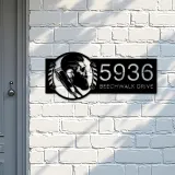 Custom Metal Barber shop hair dresser salon Metal Address Sign Custom House number Hanging Address Plaque Yard Sign Outdoor