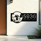 Custom Metal Camping outdoor campfire Metal Address Sign, House number, Outdoor Number Signage, Yard Sign Address Plate