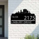 Custom Metal Tulsa city skyline Metal Address Sign Hanging Address Plaque house number Yard Outdoor Sign