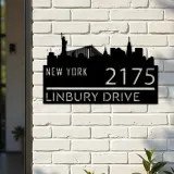 Custom Metal New York city skyline Metal Address Sign Hanging Address Plaque house number Yard Outdoor Sign