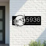 Custom Metal Hummingbird Floral Wreath Metal Address Sign, House number, Outdoor Number Signage, Yard Sign Address Plate