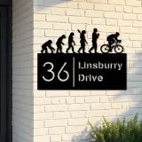 Custom Metal Cycling evolution Bicycle rider Metal Address Sign, House number, Outdoor Number Signage, Yard Sign Address Plate