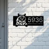 Custom Metal Balinese Cute peeking cat kitten Metal Address Sign, House number, Outdoor Number Signage, Yard Sign Address Plate