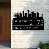 Custom Metal San Antonio city skyline Metal Address Sign Hanging Address Plaque house number Yard Outdoor Sign