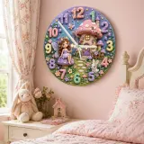 Reloj de pared infantil casa de hongo de hada | Decoración de guardería del bosque encantado, regalo de cumpleaños para niña (34.5 cm)