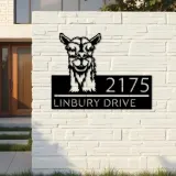 Custom Metal Peeking Llama farm animal ranch Metal Address Sign, House number, Outdoor Number Signage, Yard Sign Address Plate