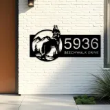 Custom Metal Wolf Mountain scene wild life Metal Address Sign, House number, Outdoor Number Signage, Yard Sign Address Plate