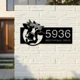 Custom Metal Floral Cow Ranch farmhouse farm animal Metal Address Sign, House number, Outdoor Number Signage, Yard Sign Address Plate
