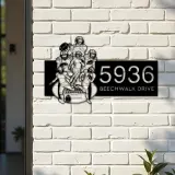 Custom Metal Football player Sport Metal Address Sign, House number, Outdoor Number Signage, Yard Sign Address Plate