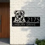 Custom Metal Continental Bulldog dog Puppy Metal Address Sign House number Hanging Address Plaque Yard Sign Outdoor decor