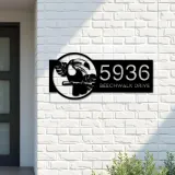 Custom Metal Pelican bird Metal Address Sign Custom Hanging Address Plaque House number Yard Sign Outdoor Sign