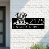 Custom Metal American Pitbull dog cute puppy Metal Address Sign House number Hanging Address Plaque Yard Sign Outdoor decor
