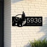 Custom Metal Bear forest scene wild life Metal Address Sign, House number, Outdoor Number Signage, Yard Sign Address Plate