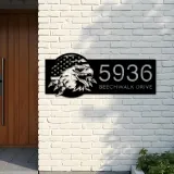 Custom Metal American Eagle US flag Patriotic Metal Address Sign House number Hanging Address Plaque Yard Sign Outdoor