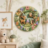 Enchanted Woodland Animals Kids Room Wall Clock