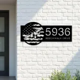 Custom Metal Airplane jet on US flag Metal Address Sign House number Hanging Address Plaque Yard Sign Outdoor