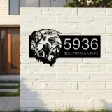 Custom Metal Hot Air Balloon Sky Adventure Travel Metal Address Sign, House number, Outdoor Number Signage, Yard Sign Address Plate