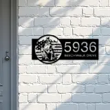 Custom Metal US Duck Hunting Dog Metal Address Sign, House number, Outdoor Number Signage, Yard Sign Address Plate