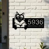 Custom Metal Siamese Cute peeking cat kitten Metal Address Sign, House number, Outdoor Number Signage, Yard Sign Address Plate
