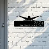 Custom Metal Swimmer Swimming pool summer sport Metal Address Sign, House number, Outdoor Number Signage, Yard Sign Address Plate