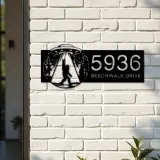 Custom Metal Bigfoot Sasquatch UFO Metal Address Sign, House number, Outdoor Number Signage, Yard Sign Address Plate