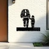 Custom Metal Firefighter father and son Fireman Metal Address Sign, House number, Outdoor Number Signage, Yard Sign Address Plate