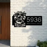 Custom Metal Cow Farm house Ranch welcome Metal Address Sign, House number, Outdoor Number Signage, Yard Sign Address Plate