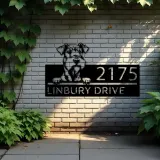 Custom Metal Airedale terrier dog Puppy Metal Address Sign House number Hanging Address Plaque Yard Sign Outdoor decor