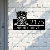 Custom Metal Rottweiler Dog Cute puppy Metal Address Sign House number Hanging Address Plaque Yard Sign Outdoor decor