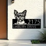 Custom Metal Chinese Crested dog Puppy Metal Address Sign House number Hanging Address Plaque Yard Sign Outdoor decor
