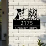 Custom Metal Red heeler and Jack russel terrier Metal Address Sign, House number, Outdoor Number Signage, Yard Sign Address Plate